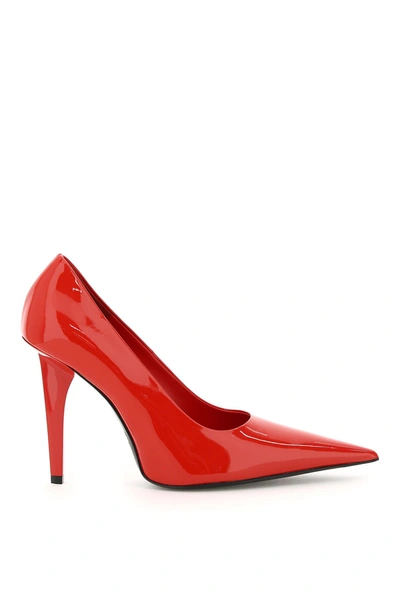 Shop Balenciaga Knife Shark Patent Pumps In Red Masai