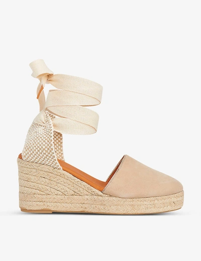 Shop Lk Bennett Sarah Ribbon-fastening Suede Espadrilles In Bei-trench