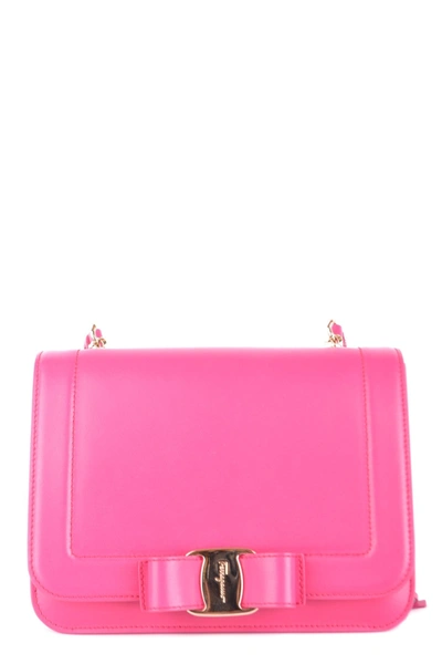 Shop Ferragamo Salvatore  Women's Fuchsia Leather Shoulder Bag