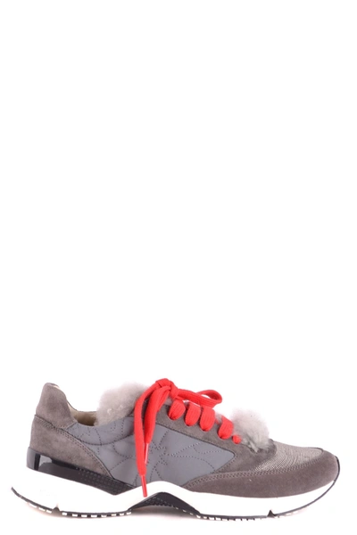 Shop Brunello Cucinelli Men's Grey Suede Sneakers