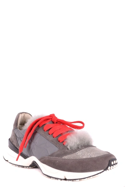 Shop Brunello Cucinelli Men's Grey Suede Sneakers