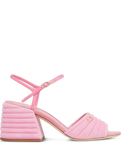 Shop Fendi Women's Pink Suede Sandals