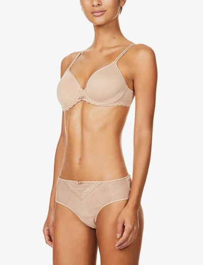 Shop Chantelle Parisian Allure Stretch-woven Bra In 0wu Nude