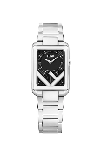 Shop Fendi Runaway Rectangle Watch In Silver