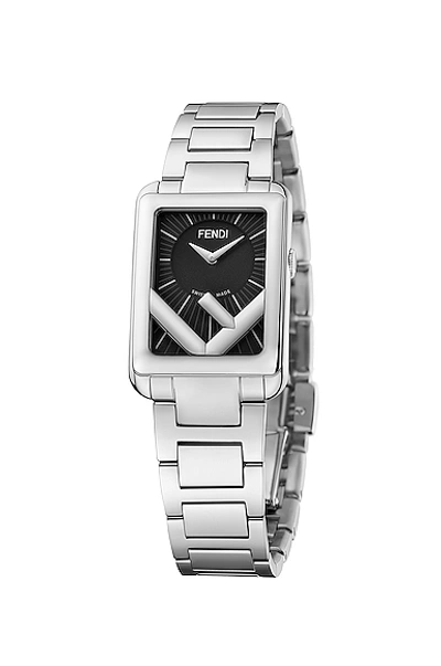 Shop Fendi Runaway Rectangle Watch In Silver