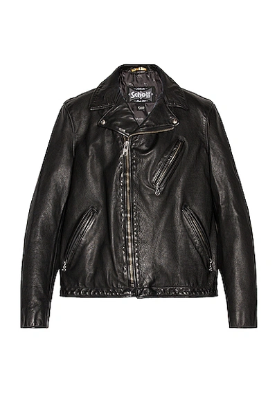 Shop Schott Hand Vintaged Cowhide Clean Motorcycle Jacket In Black
