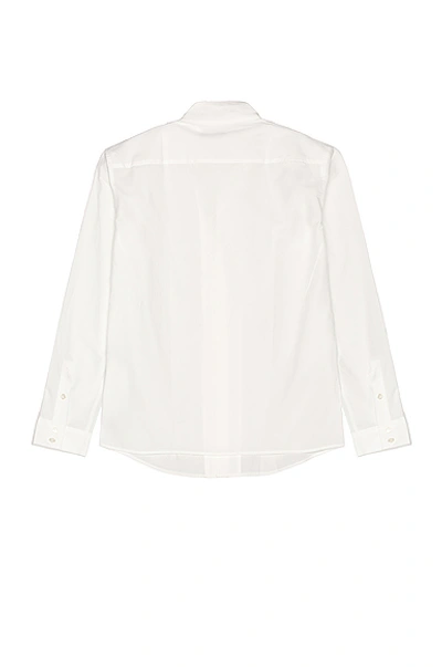Shop Balmain Asymmetric Collar Cotton Shirt In Blanc