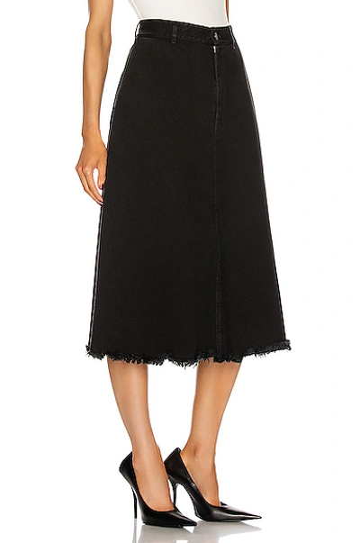 Shop Balenciaga Front Kick Skirt In Pitch Black