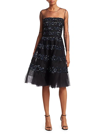 Shop Ahluwalia Lara Embellished Illusion Dress