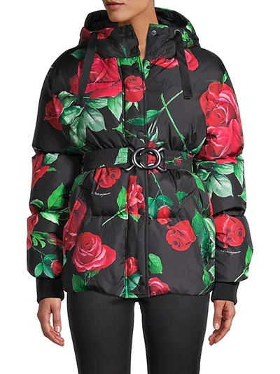 Shop Dolce & Gabbana Floral-print Down-filled Coat