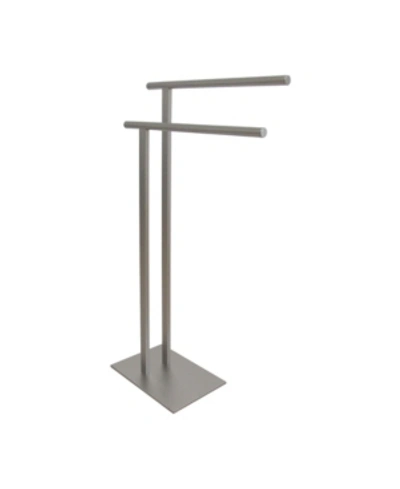 Shop Kingston Brass Double L Shape Pedestal Towel Holder In Brushed Nickel