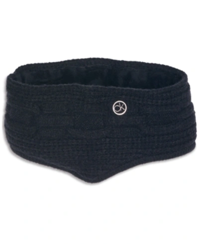 Shop Calvin Klein Chain Cable-knit Cold Weather Headband In Black