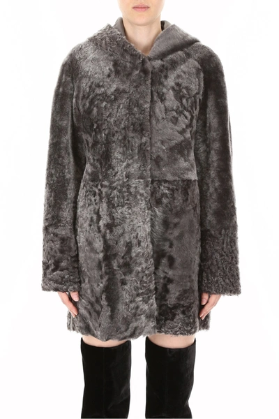 Shop Drome Reversible Fur Coat In Lead