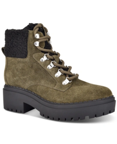 Shop Marc Fisher Leigan Lug-sole Hiker Boots Women's Shoes In Dark Green