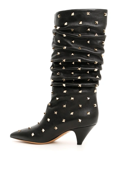 Shop Valentino Boots With All-over Rockstuds In Nero