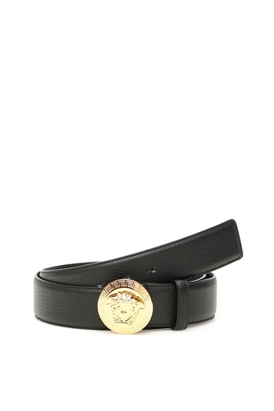 Shop Versace Medusa Buckle Belt In Black Oro