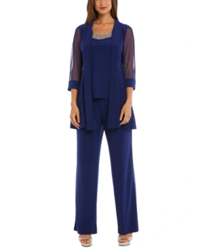 R & M Richards Embellished Layered-look Pantsuit In Royal Blue