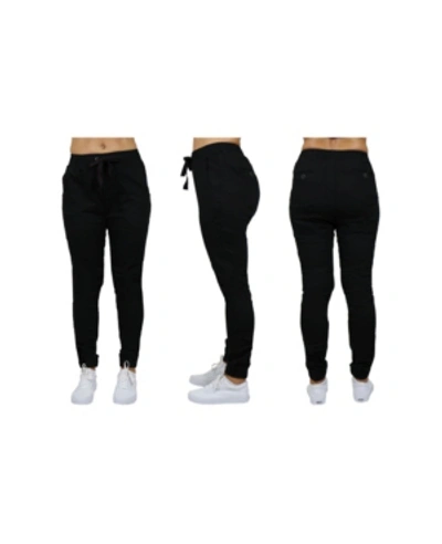 Shop Galaxy By Harvic Women's Basic Stretch Twill Joggers In Black