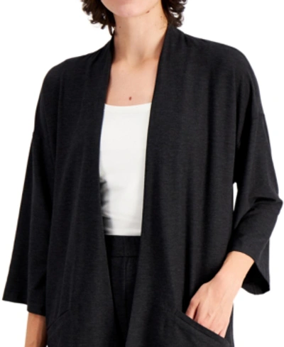 Shop Eileen Fisher Open-front Jacket In Charcoal