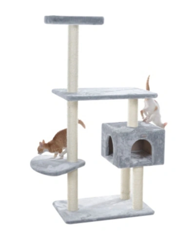 Shop Gleepet 57-inch Real Wood Cat Tree With Condo & Perch In Silver-tone And Gray