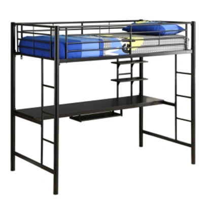 Shop Walker Edison Premium Metal Twin Loft Bed With Wood Workstation- Black