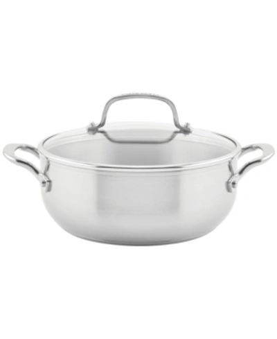 Shop Kitchenaid 3-ply Base Stainless Steel 4 Quart Induction Casserole With Lid In Brushed Stainless Steel