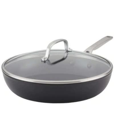 Kitchenaid Hard-anodized Induction Nonstick Frying Pan With Lid, 12.25", Matte Black In Matte Black