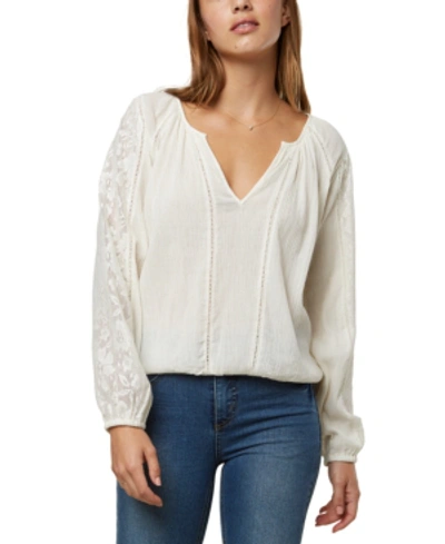 Shop O'neill Cotton Woven Top With Lace Trim In Naked