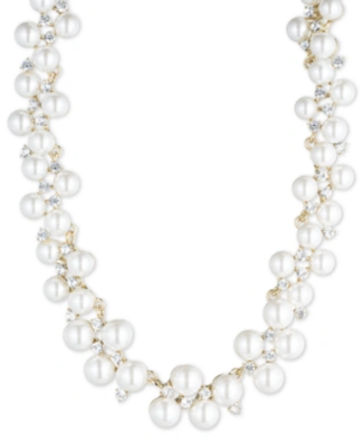 Shop Anne Klein Pearl Cluster Collar Necklace, 18" In Gold