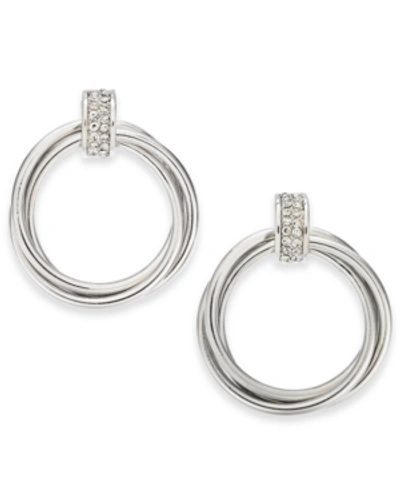 Shop Alfani Gold-tone Pave Ring Small Hoop Earrings, Created For Macy's In Silver