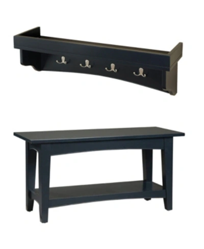 Shop Alaterre Furniture Shaker Cottage Tray Shelf Coat Hook With Bench Set, Charcoal Gray
