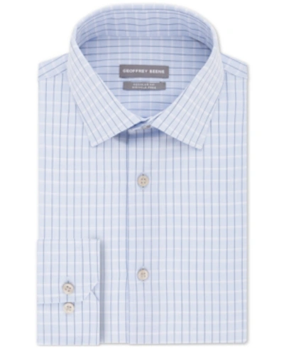 Shop Geoffrey Beene Men's Classic/regular Fit Non-iron Dress Check Dress Shirt In Dusty Blue