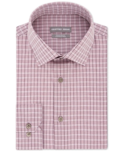 Shop Geoffrey Beene Men's Classic/regular Fit Non-iron Dress Check Dress Shirt In Pomegranate