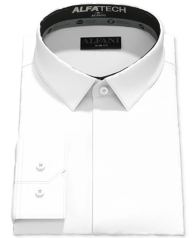 Shop Alfani Men's Slim Fit 2-way Stretch Formal Convertible-cuff Dress Shirt, Created For Macy's In White
