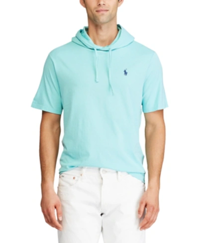 Shop Polo Ralph Lauren Men's Big & Tall Cotton Jersey Hooded T-shirt In Earth Blue/c1750