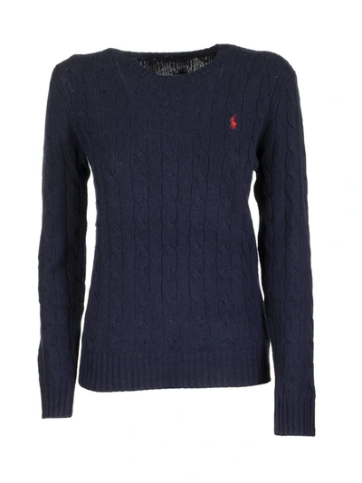 Shop Ralph Lauren Cable Knit Wool And Cashmere Sweater In Blue
