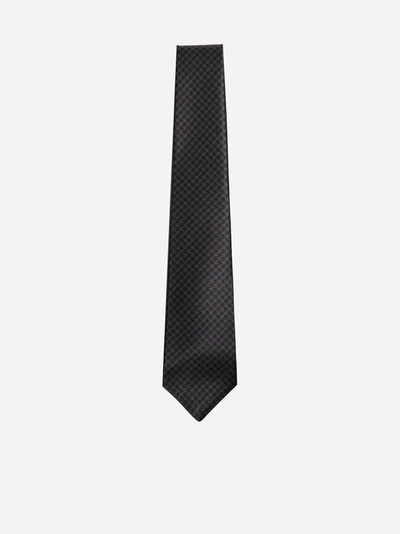 Shop Kiton Gingham-motif Silk Tie