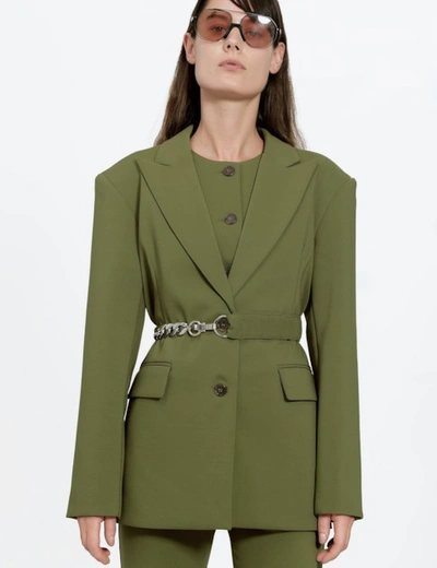 Shop Simonett Chain Belted Blazer In Green