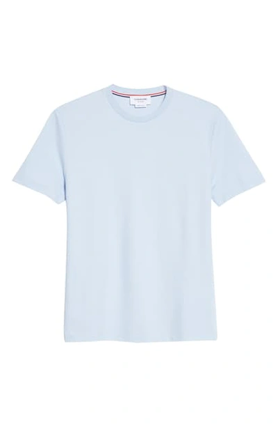 Shop Thom Browne 4-bar Back Stripe Pique T-shirt In Light Blue