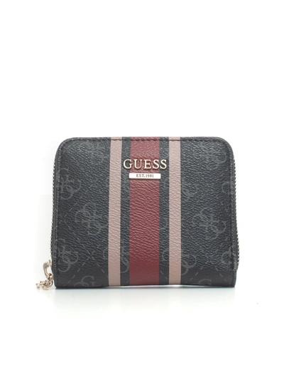 Shop Guess Jensen Wallet Small Size Dark Grey Polyester Woman In Charcoal