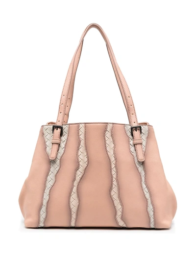 Shop Bottega Veneta Panelled Shoulder Bag In Pink