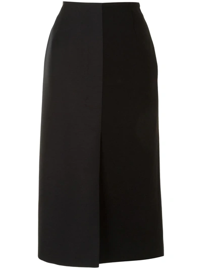 Shop Agnona Panelled Mid-length Skirt In Black