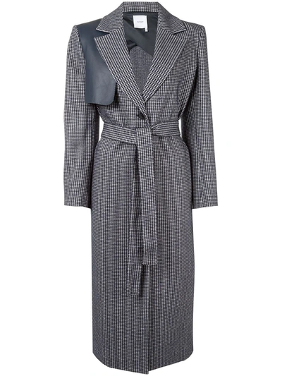 Shop Agnona Houndstooth-pattern Single-breasted Coat In Blue