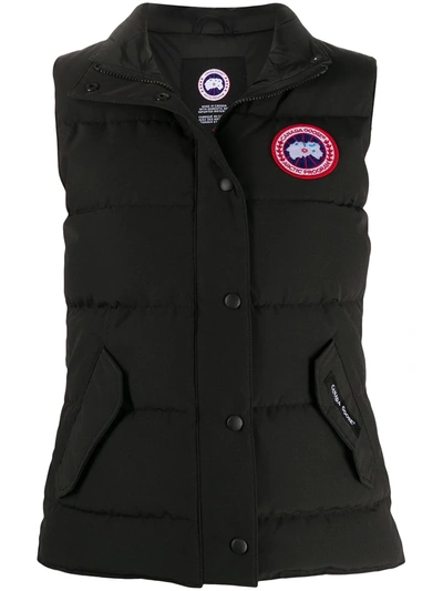 Shop Canada Goose Logo Patch Padded Waistcoat In Black