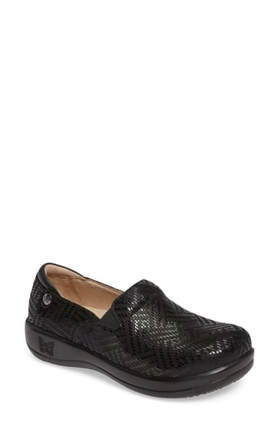 Shop Alegria 'keli' Embossed Clog In Black/ Black Leather