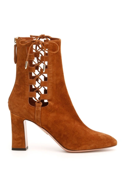 Shop Aquazzura Medina Booties 85 In Cinnamon