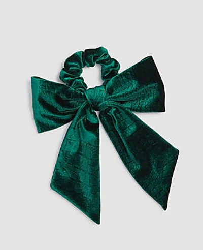 Shop Ann Taylor Oversized Bow Scrunchie In Deep Emerald