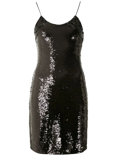 Shop Armani Exchange Sequin-embellished Mini Dress In Black