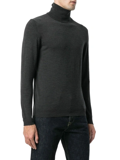 Shop Zanone Roll-neck Fitted Sweater In Grey