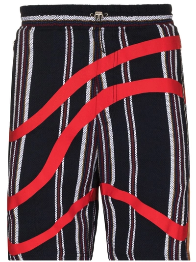Shop Ahluwalia Echo Vertical-stripe Bermuda Shorts In Blue